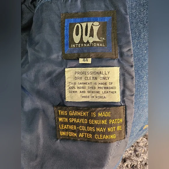 NWT VTG 70s OU.I International Denim And Leather Suit Jacket Blazer Size 44 - Picture 8 of 10